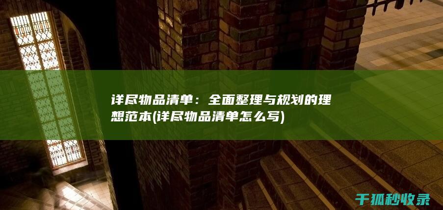 详尽物品清单：全面整理与规划的理想范本 (详尽物品清单怎么写)