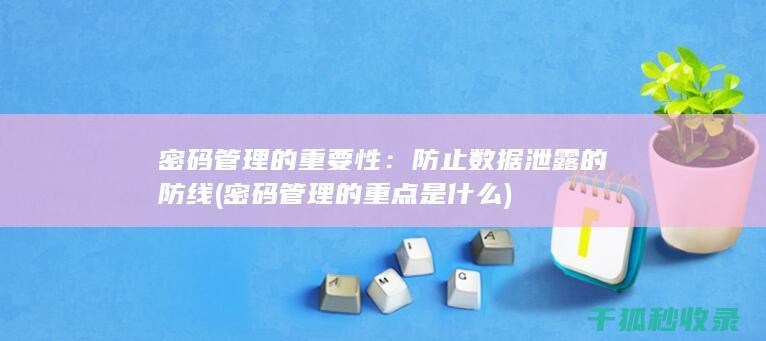 密码管理的重要性：防止数据泄露的防线 (密码管理的重点是什么)
