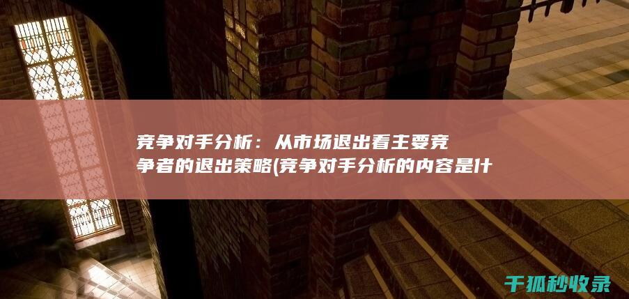 竞争对手分析：从市场退出看主要竞争者的退出策略 (竞争对手分析的内容是什么)
